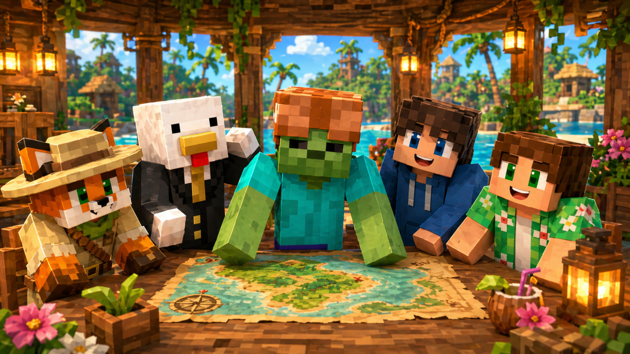 Doozys Island players planning around a map
